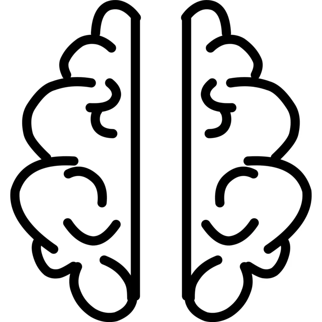 Ilustración en blanco y negro de un cerebro que representa la evaluación neuropsicológica del Alzheimer en Murcia